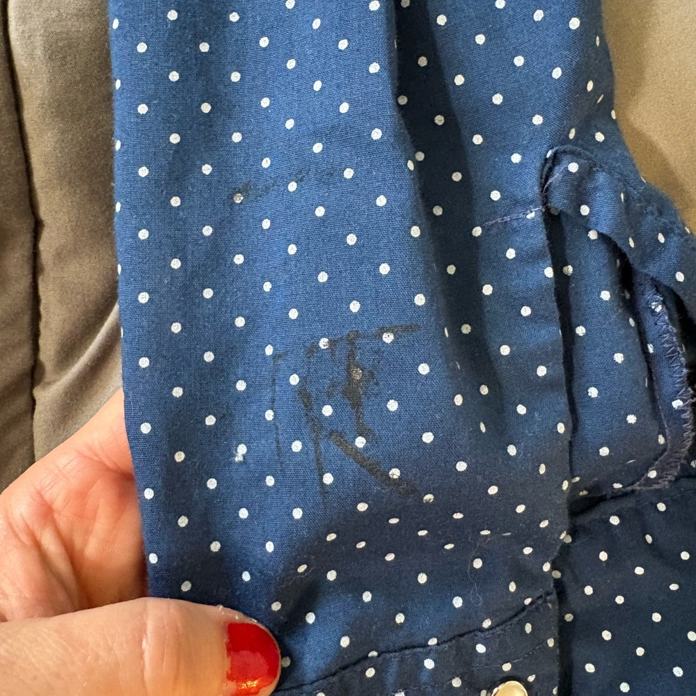 VTG Men's Navy Blue WESTERN Polka Dot pearl snap Shirt - Picture 8 of 11